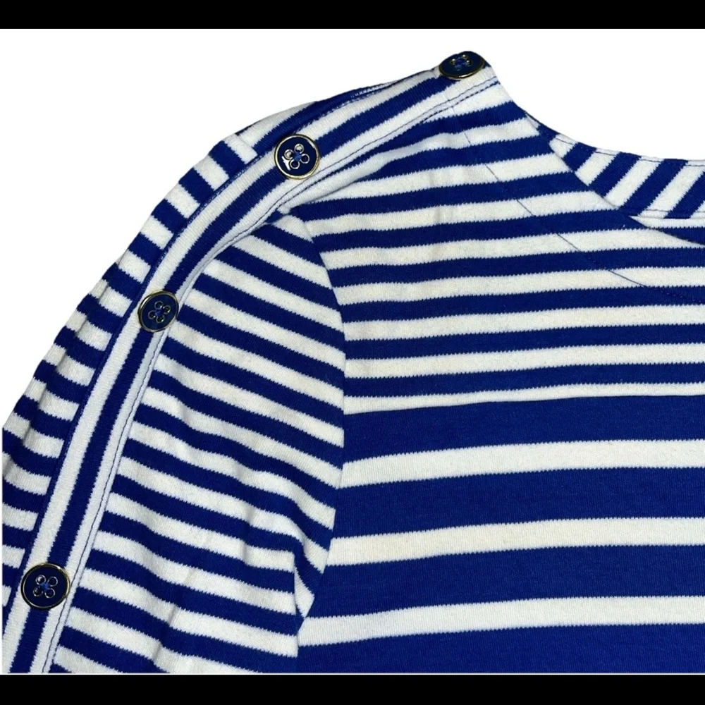 Talbots Womens 3/4 Sleeve Stripe Nautical Shift Dress‎ Blue White XL